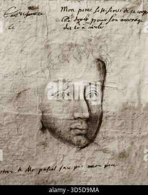 Blaise Pascal (1623-1662) philosophe français, dessin de Jean Domat Banque D'Images