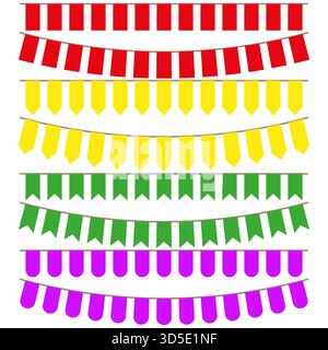 Bannière guirlande de banderole. Vecteur de drapeaux lumineux. Elément de décoration de fête. Tableau de fanions colorés. SPE 10. Illustration de Vecteur