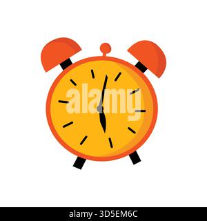 Horloge jaune plat simple illustration isolée. Parfait pour les autocollants, les icônes. Illustration de Vecteur