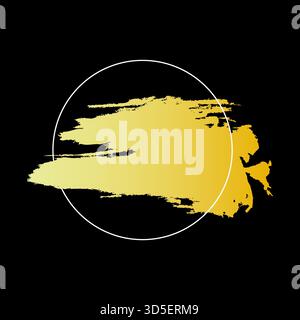 Éclaboussure dorée abstraite. Texture de peinture grunge. Elément vectoriel encadré circulaire. Coup de pinceau artistique. Illustration de Vecteur