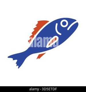 Icône de glyphe noir solide d'un poisson cru entier, parfait pour les menus de fruits de mer, les marchés, ou les applications d'alimentation saine et de régime alimentaire. Illustration de Vecteur