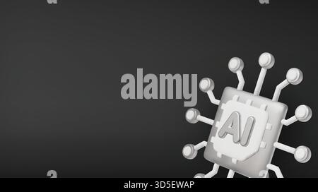 Puce 3d Vector ai, IA dans la science et les affaires, technologie et concept d'ingénierie. Illustration de Vecteur