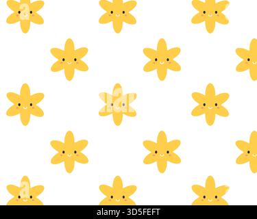 Motif de Noël sans couture. Étoiles jaunes mignonnes. Fond blanc isolé. Illustration vectorielle. Illustration de Vecteur