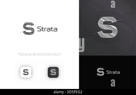 Blueprint Architect logo, esquisse technique logo architectural, Crosshatch grille lettre S. Building Construct Company Monogram, immobilier Illustration de Vecteur