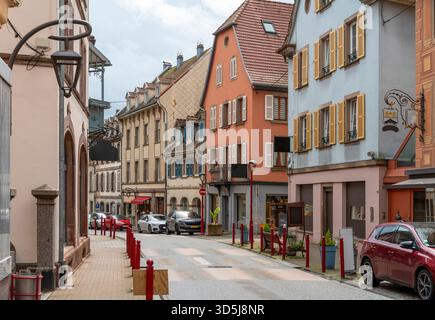 Impression de Munster, commune du département du Haut-Rhin à Grand est dans le nord-est de la France Banque D'Images