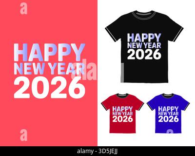 Joyeux et festif Happy New Year 2026 design graphique pour les vêtements Illustration de Vecteur