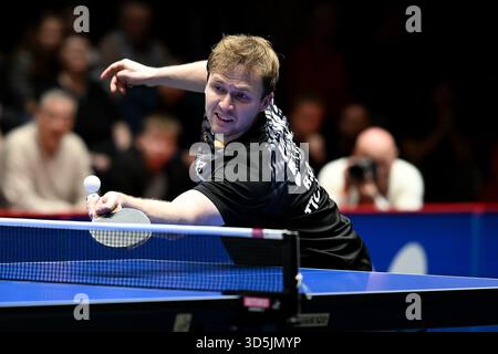 TTBL 8. Spieltag Borussia Duesseldorf - TTC Schwalbe Bergneustadt am 16.11.2025 im Arag CenterCourt in Duesseldorf Benedikt Duda ( Bergneustadt ) Foto : Revierfoto crédit : ddp Media GmbH/Alamy Live News Banque D'Images