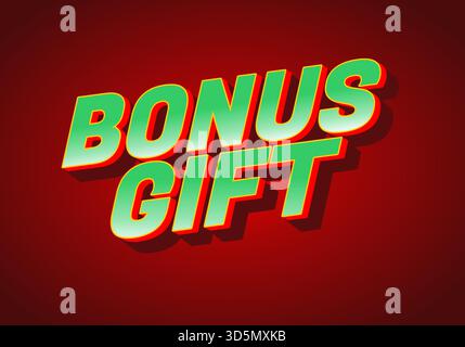 Un motif graphique vibrant avec les mots BONUS GIFT en caractères gras en 3D sur fond rouge. Illustration de Vecteur