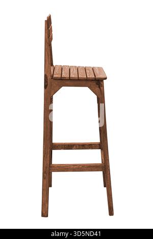 Chaise de bar en bois solated sur fond blanc, travail avec chemin. Banque D'Images