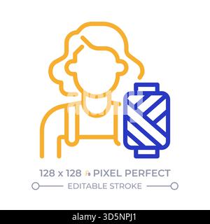 Femme tailleur pixel parfait deux icônes de ligne de couleur Illustration de Vecteur