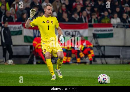 Budapest, Hongrie. 17 novembre 2025. Dénes Dibusz de Hongrie lors du match de la Coupe du monde de la FIFA 2026 du Groupe F de qualification entre la Hongrie et la République d'Irlande au Puskás Aréna à Budapest, Hongrie, le 16 novembre 2025 (photo Andrew Surma/Sipa USA). Crédit : Sipa USA/Alamy Live News Banque D'Images