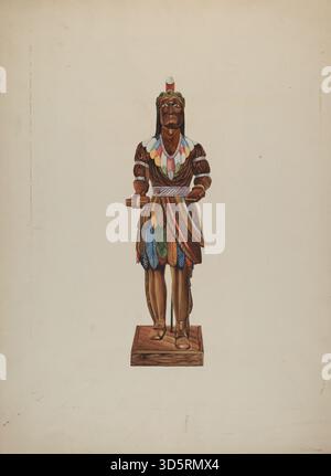 Ce magasin de cigares indien de 1935-1942 par Einar Heiberg présente une construction en bois sculpté, une surface peinte, et a servi de figure décorative et publicitaire pour les établissements de vente au détail américains. Banque D'Images