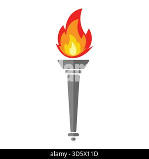Torche brûlante. Parfait pour les thèmes liés aux cérémonies sportives, victoire, célébrations, mythologie, culture ancienne, leadership, passion, liberté. Illustration de Vecteur