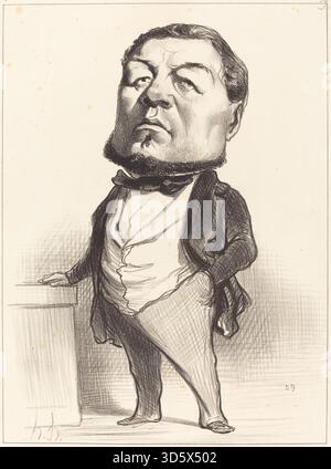 Cette lithographie de 1849 par Honoré Daumier représente F.J. Ducoux, montrant figure, posture, expression faciale, tenue vestimentaire, et des éléments de composition, reflétant les techniques françaises de portrait et de caricature du XIXe siècle. Banque D'Images