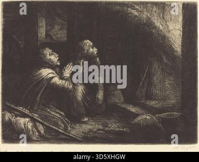Gravure d'Alphonse Legros, intitulée « feu, 3e plaque (L'incendie) », représentant une scène d'un bâtiment en feu avec des flammes, de la fumée, des figures réagissant au feu, des détails architecturaux et un style de gravure français du XIXe siècle. Banque D'Images