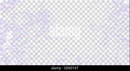 Bordure grunge avec effet glitch anaglyphe rose et cyan et distorsion du bruit. Recouvrement de texture numérique de signal endommagé. Illustration vectorielle modifiable. Illustration de Vecteur