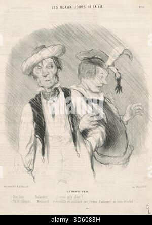 Cette lithographie du XIXe siècle d'Honoré Daumier, intitulée « le mardi gras », représente les célébrations de mardi gras avec des participants costumés, illustrant la fête, les rassemblements sociaux et les traditions culturelles de la France du XIXe siècle. Banque D'Images