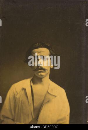 Une étude de Duchenne de 1854 à 1856 montrant une douleur extrême représentée dans la tête du Christ à gauche et un souvenir d'amour ou de regard extatique à droite. Le travail examine les muscles faciaux, les mouvements oculaires et les expressions subtiles véhiculant des états émotionnels intenses. Banque D'Images