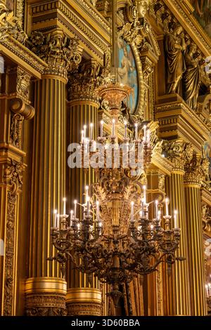 Exemples de plafonniers et d'éléments architecturaux éclectiques style Beaux-Arts du second Empire en France, éléments de néo-baroque, classicisme et ROM Banque D'Images
