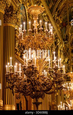 Exemples de plafonniers et d'éléments architecturaux éclectiques style Beaux-Arts du second Empire en France, éléments de néo-baroque, classicisme et ROM Banque D'Images