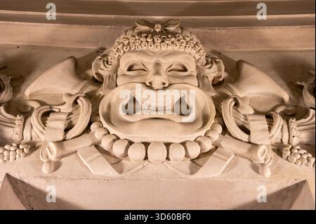 Exemples de décoration murale dans le style éclectique Beaux-Arts du second Empire en France, éléments de néo-baroque, classicisme et architecture romaine, golde Banque D'Images