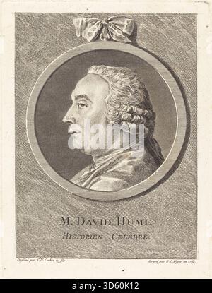 Simon Charles Miger d'après Charles Nicolas Cochin II, M. David Hume (1764) représente le philosophe David Hume de profil, mettant l'accent sur les traits du visage, les vêtements et les techniques de gravure françaises du XVIIIe siècle. Banque D'Images