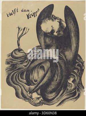 Lithographie de Heinrich Hoerle de 1920 intitulée « Help the Cripples », représentant un groupe de personnages handicapés dans des formes géométriques simplifiées, reflétant le réalisme social et la Nouvelle objectivité. Banque D'Images