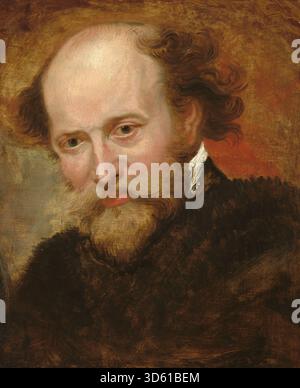 Cette œuvre d'art d'environ 1620 de l'atelier de Sir Peter Paul Rubens représente l'artiste lui-même, montrant ses traits faciaux, cheveux, vêtements, posture et détails de composition typiques du portrait. Banque D'Images