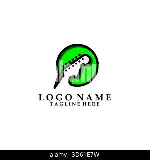 vecteur de conception de logo de guitare de chat Illustration de Vecteur