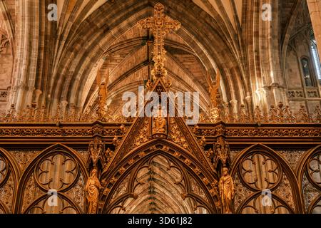 Worcester, Worcestershire - le beau maître-autel et le plafond voûté de la cathédrale de Worcester. Cathédrale de Worcester, anciennement l'église de la cathédrale de Banque D'Images