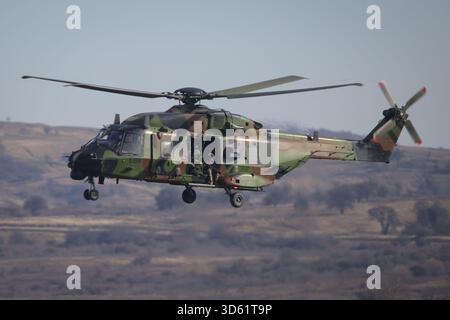 Cincu, Roumanie - 13 novembre 2025 : hélicoptère français Eurocopter Tiger lors de l'exercice multinational Dacian automne 2025. Banque D'Images