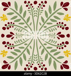 Motif sans couture de tuile peint floral. Illustration de Vecteur