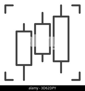 Tableau des prix avec trois bougies vecteur Trading and Investment concept icône linéaire minimale ou élément de logo Illustration de Vecteur