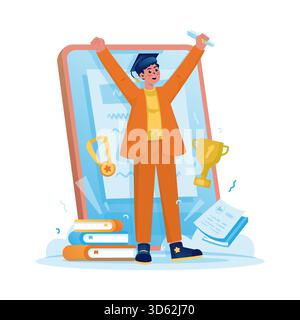 Illustration vectorielle de célébration du diplôme d'études Illustration de Vecteur