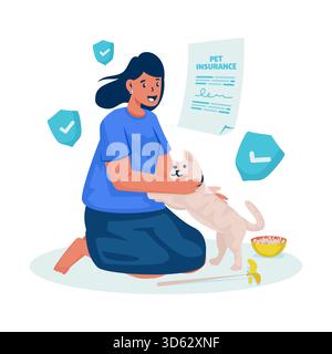 Illustration vectorielle de protection d'assurance pour animaux de compagnie Illustration de Vecteur