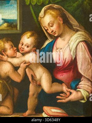 Madone et enfant avec l'enfant Saint Jean, seconde moitié du XVIe siècle de Barbara Longhi (1552 - 1638) - huile sur toile Banque D'Images