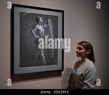 La conception demi-échelle de 12 pieds de diamètre pour les heures représente 24 figures féminines représentant les 24 heures de la journée , nouvellement conservée par la Yale University Art Gallery , N ew Haven , Connecticut , du 20 novembre 2025 au 15 février 2016 Banque D'Images