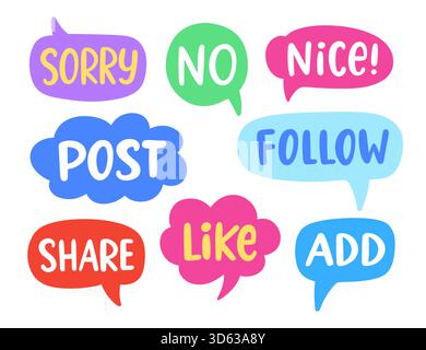Bulles de chat médias sociaux messages nuages de discours Illustration de Vecteur