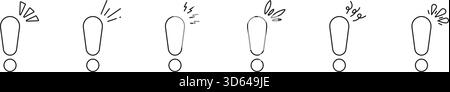 Jeu d'icônes de ligne d'alerte et d'avertissement. Symboles de contour de point d'exclamation. Points d'exclamation avec petits points d'accentuation. Contour modifiable. Vecteur isolé Illustration de Vecteur