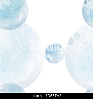 Modèle sans couture de fond rond abstrait aquarelle dans des tons bleus doux. Gouttelette d'eau. Texture dessinée à la main avec des dégradés lisses et des formes organiques Banque D'Images