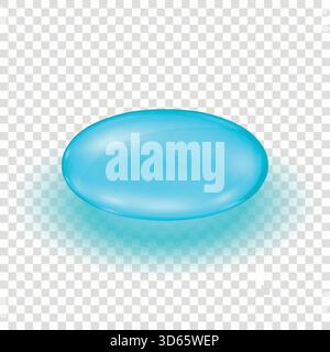Vector 3d Realistic Blue Pill capsule, isolé. Icône de pilule Softgel réaliste. Pilule ovale de médecine brillante pour la pharmacie, concept de soins de santé. Analgésique Illustration de Vecteur