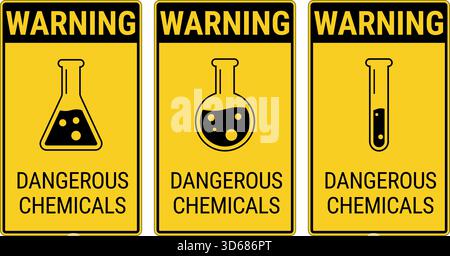 Panneau d'avertissement produits chimiques dangereux placé sur fond transparent Illustration de Vecteur