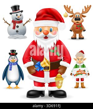 personnages de personne de noël et du nouvel an symboles de vacances dessin animé illustration vectorielle stock isolé sur fond blanc Illustration de Vecteur
