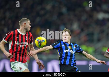 Inter Milan’s Nicolo Barella pendant le match de football Serie A entre Milan et Inter au stade San Siro de Milan , Italie du Nord - dimanche 2 février 2025 . Sport - Soccer . (Photo de Spada/LaPresse) Banque D'Images
