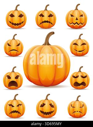citrouille halloween célébration dessin animé stock illustration vectorielle isolée sur fond blanc Banque D'Images