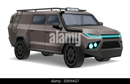 voiture hors route pour surmonter les restrictions et effectuer des tâches spéciales illustration vectorielle illustration vectorielle isolée sur fond blanc Illustration de Vecteur