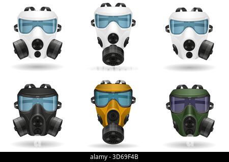 illustration vectorielle de stock de dessin animé de masque à gaz de respirateur de protection isolée sur fond blanc Illustration de Vecteur