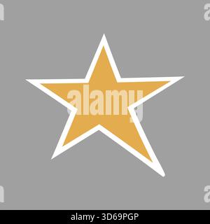 Noël, icône d'hiver. Étoile. Illustration en couleur dessinée à la main sur un fond gris. Contour blanc. Design pour cartes postales et bannières. Icône, badge, signe, Illustration de Vecteur