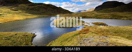 Vue sur Sprinkling Tarn sur Seathwaite Fell, Lake District National Park, Cumbria, Angleterre, Royaume-Uni Banque D'Images