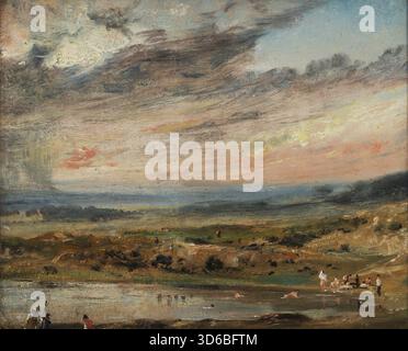 'Hampstead Heath, avec étang et baigneurs (1821). John Constable (anglais, 1776-1837)' Banque D'Images
